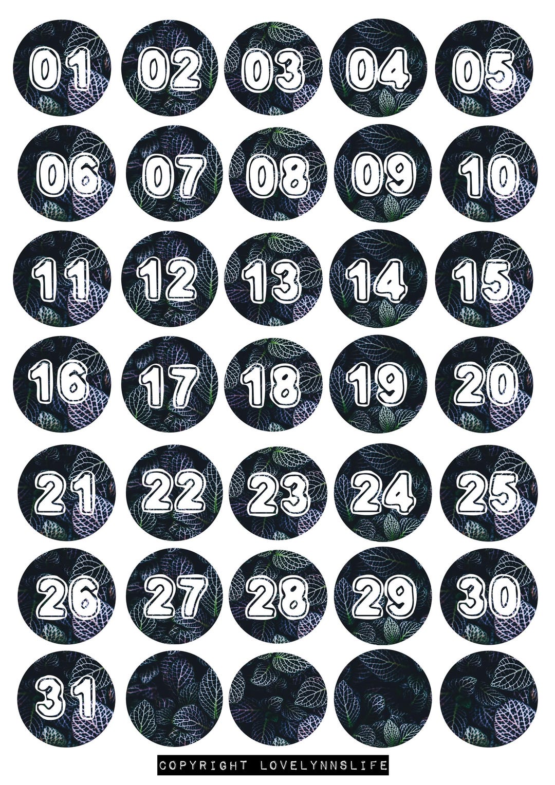 Journaling Number Printable Numbers // Journal Ephemera // Colourful Printable ...