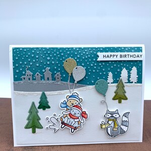 Carte d'anniversaire d'hiver faite main.