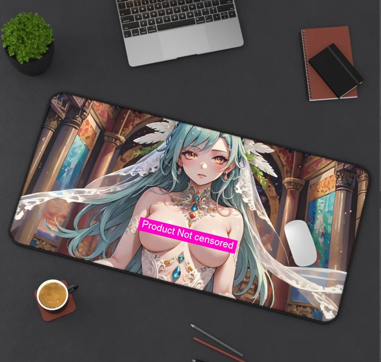 NSFW Sexy Anime Girl Mousepad, Beautiful, Anime Bride, Hentai, Desk Pad