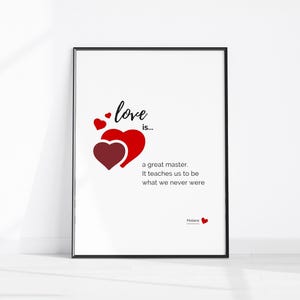 Minimalist Romantic Print, Love Is A Great Master, Love Heart Home Decor, Trendy Bedroom Wall Art Quote About Love, Cute Red Heart Printable