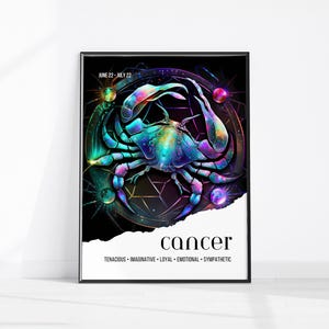 CANCER Poster, Zodiac Cancer Print, Crab Wall Decor, Digital Download Print, Large Printable Art, Cancer Zodiac Wall Art, Cancer Fantasy Art
