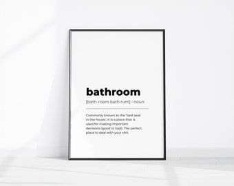 Badezimmer Definition Wandkunst, Badezimmer Spaß Zeichen, druckbare Badezimmer Wand Kunst, Gästebuch Dekor, lustige Typografie, digitaler Download