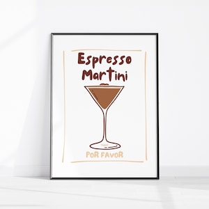 ESPRESSO MARTINI Por Favor 印刷可能なアート バーアートプリント ミニマリスト カクテルポスター バーカート ウォールアート バードリンク ウォールデコレーション デジタルダウンロード