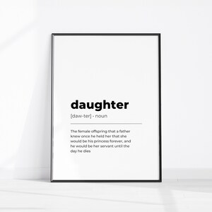 Daughter Definition Print, Printable Wall Art Quotes Instant Download ...