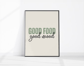Gutes Essen gute Laune Küche Druck, Esszimmer Wandkunst, druckbare Küche Dekoration Geschenk, Esszimmer Dekoration, Küche Wandkunst, druckbare Datei