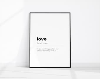 Printable Art, LOVE Definition Print, Wall Art Prints, Love Quote Print, Romantic Minimalist Print, Instant Download Love Decor, Love Print