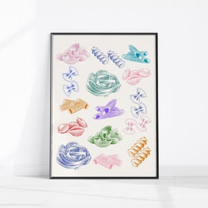 Pasta Illustration Printable Wall Art Kitchen Pasta Print Boho Italian Food Poster Girly Pasta Decor Pasta Lover Gift Trendy Dining Room Art