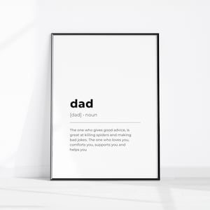 Dad definition print, printable art, daddy Pops Papa Father quote sign, Dad dictionary meaning, digital download, special father’s day gift
