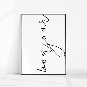 Bonjour Art Print, French Wall Art, Home Decor, Bonjour Office Print, Hello Entrance Poster, Bonjour Printable Wall Art, Typographic Print