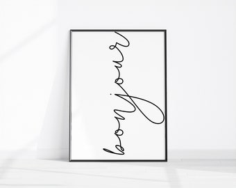 Bonjour Art Print, French Wall Art, Home Decor, Bonjour Office Print, Hello Entrance Poster, Bonjour Printable Wall Art, Typographic Print