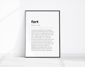 Fart Definition, Fart Gifts, Funny Bathroom Wall Decor, Funny Gifts for Him, Funny Definition Wall Prints, Farting Home Decor, Restroom Sign