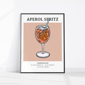 APEROL SPRITZ Art Printable Bar Cart Decor Cocktail Poster Party Signature Drink Sign Trendy Wall Art Minimalist Elegant Sophisticated Retro