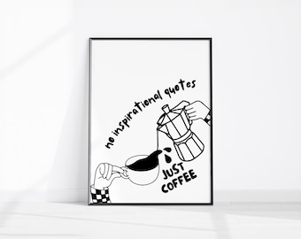 Coffee Wall Art Hand Drawn Coffee Breakfast Print Aesthetic Kitchen Decor Retro Coffee Decor Breakfast Espresso Poster Trendy Moka Pot Print