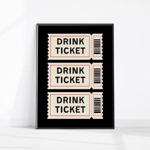 Drink Ticket Poster Bar Cart Wall Art Bar Cart Printable Retro Drink Ticket Print Trendy Bar Room Decor Fun Kitchen Art Drinks Party Digital