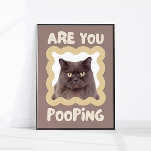 Funny Toilet Cat Prints Bathroom Wall Art, Are You Pooping Toilet Wall Decor, Bathroom Print, Retro Toilet Art Print Grumpy Cat Funny Poster