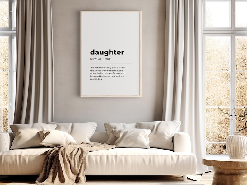 Daughter Definition Print, Printable Wall Art Quotes Instant Download ...