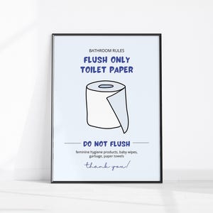 Flush Only Toilet Paper Printable Bathroom Sign, Many Sizes, Sensitive Plumbing, Do Not Flush Sanitary Items Print, Septic System Protection