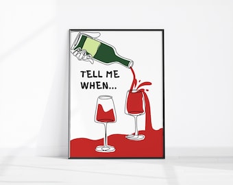 „Sell mir wann“, Retro Wein Poster, moderne Küche Wandkunst, Mid Century Druck, Vintage Wein Kunst, Bar Warenkorb Dekor, Retro Getränke zum ausdrucken