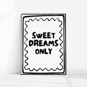 Above Bed Printable, Sweet Dreams Print, Dorm Room Prints, Teenager Bedroom Prints, College Apartment, Cute Sleep Quote, Aesthetic Wall Art