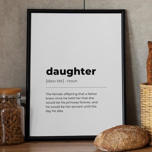Daughter Definition Print, Printable Wall Art Quotes Instant Download ...