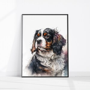 Spaniel druckbare Wandkunst, Cavalier King Charles Spaniel Druck, Hundekunst, Hundeliebhaber Geschenk, abstrakter Hund Kunst, digitaler Download, Haustier Wohnkultur