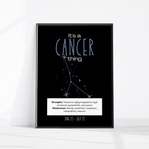 CANCER Poster, Zodiac Cancer Star Sign Print, Boho Wall Decor, Cancer Zodiac Wall Art, Cancer Constellation, Crab Astrology Printable Art