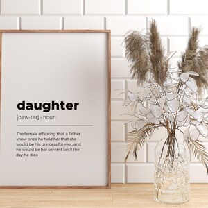 Daughter Definition Print, Printable Wall Art Quotes Instant Download ...