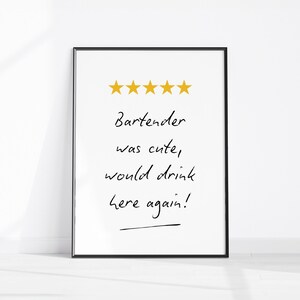 Bar Cart Print, Funny Kitchen Poster, Bar Cart Art, Trendy Wall Art, Boho Kitchen Decor, Bar Cart Decor, Bartender Was Cute Quote Printable