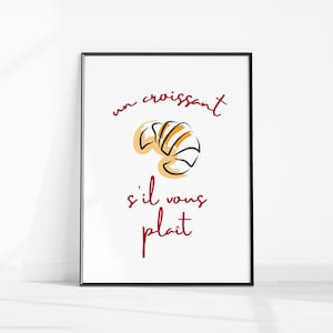 Trendy Croissant Printable, French Bakery Wall Art, Kitchen Decor, Cute French Poster, Coffee Shop Print, Breakfast Art Digital Download