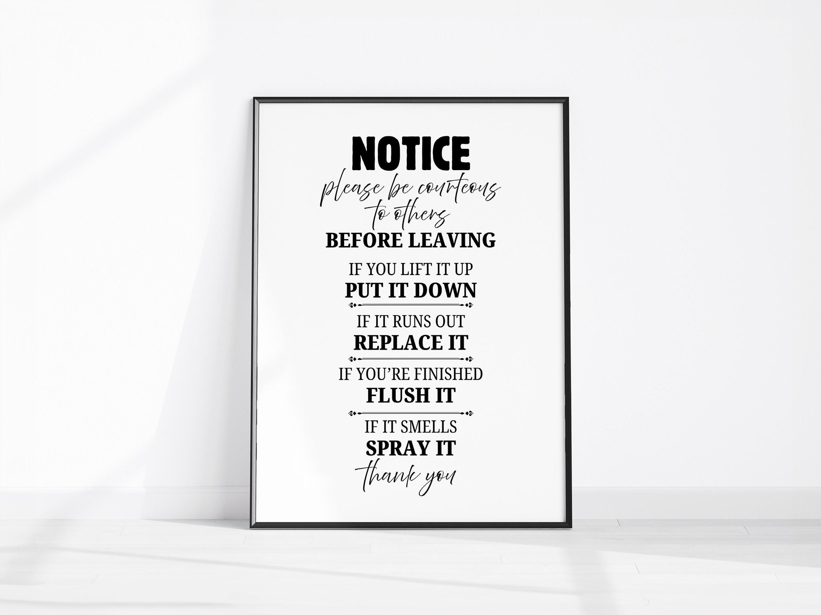 PRINTABLE Please Be Courteous Flush Close Lid Wash Hands  display picture 1