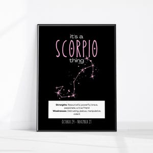 SCORPIO Poster, Zodiac Scorpio Star Sign Print, Boho Wall Decor, Scorpio Zodiac Wall Art, Horoscope Scorpio Constellation, Astrology Prints