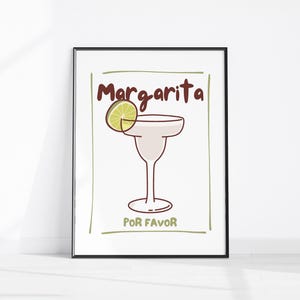 MARGARITA Por Favor 印刷可能なアート バーアートプリント ミニマリスト カクテルポスター トレンディなバーカート ウォールアート バードリンク ウォールデコレーション デジタルダウンロード