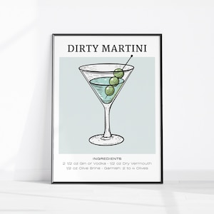 DIRTY MARTINI アート 印刷可能 バーカート デコレーション カクテルポスター パーティー シグネチャー ドリンクサイン トレンディ ウォールアート ミニマリスト エレガント 洗練されたレトロ