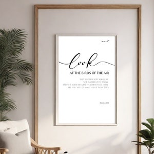 Birds of the Air Scripture Wall Art Bible Print Religious Print Bible Quote Art Christian Home Decor Gift for Her Bible Verse Christian Art