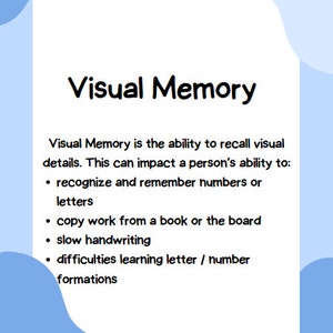 Visual Perception Workbook: Visual Memory