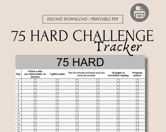 75 Hard Challenge Tracker - Afdrukbaar