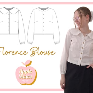 Florence Blouse Sewing Pattern | Collared Blouse Sewing Pattern | Digital PDF Sewing Pattern | Apple Sauce Studio