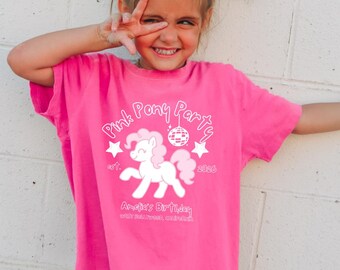 Pink Pony Party Geburtstag Shirt - Personalisierbares Disco Horse T-Shirt, passendes Familiengeburtstag Shirt Geburtstagskind Geschenk Kindergeschenk