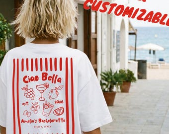 Benutzerdefinierte Italien Bachelorette Shirts | Personalisierte Italien Reise Shirts | Italienisches Bach Party T-Shirt | Amore Brautparty Shirt Europa Hochzeit Tee