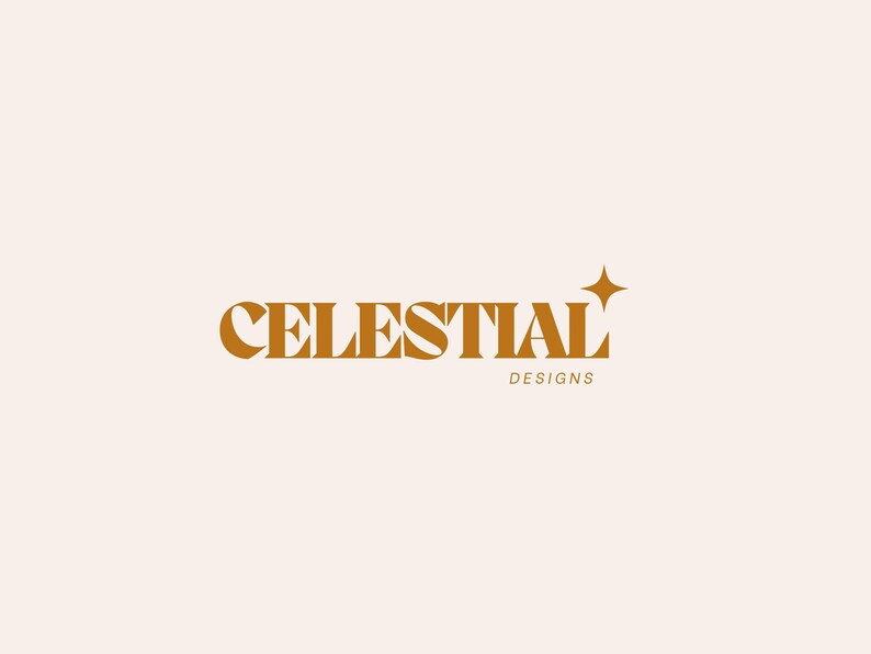 May include: A logo for a business called "Celestial Designs" with a gold star above the text.