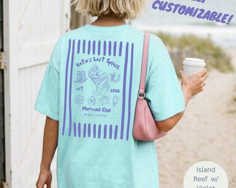 Meerjungfrau Bachelorette Shirt Kundenspezifische Braut-Kader, die Strand- Bach-Party-Bekleidung personalisierte Brautjungfer-Gruppen-Outfit übergroßes T-Stück nautisch