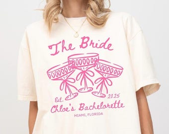 Pink Bach Club Pink Junggesellinnenabschied T-Shirt, Braut letzter Toast T-Shirt, Unisex Garment-Dyed Shirt