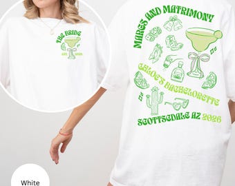 Margaritas Bachelorette T-Shirt | Küsten Brautparty Scottsdale Bach Tee