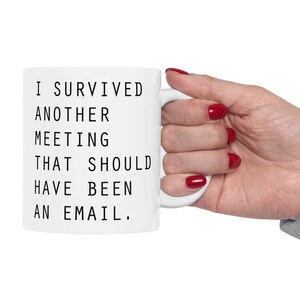 I Survived Another Meeting that Should Have Been Emailed. Funny Office Humor Mug. Great Coworker Gift