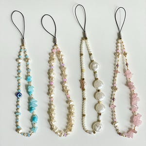 Pulsera con dije para teléfono con piedras preciosas y cuentas, llavero con cordón, lindos accesorios de cordón para teléfono
