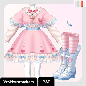 VRoidStudio: Lovely Matchmaker clothing set (5 colors and PSD files included)