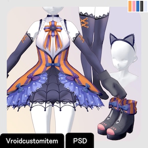VRoidStudio: Felis Spiritus clothing set (5 colors and PSD files included)