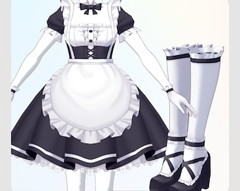 VRoidStudio: Pretty maid clothing set (5 colors and PSD files included)