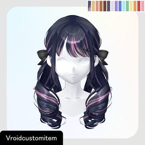 VRoidStudio:Sophisticated Low Curled Twin Tails (15 colors included) image 1
