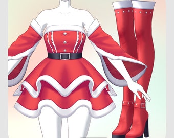 VRoidStudio: Fashionable Santa clothing set (5 colors and PSD files included)